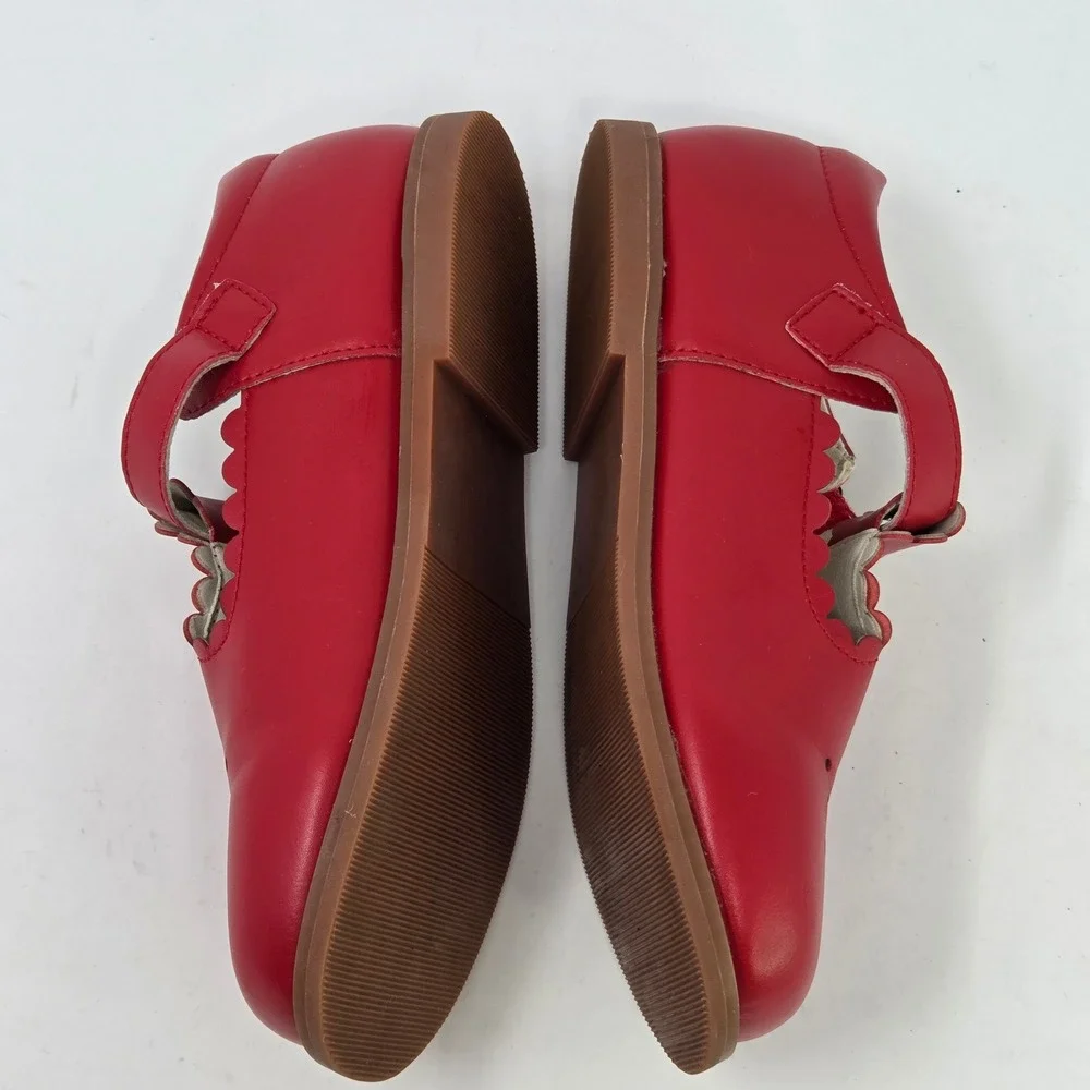 Felix & Flora Girls Red Mary Jane Scalloped T-Strap Shoes B366 Size 13 20.2cm